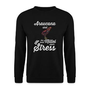 Araucana Hühner I Hühnerrasse Huhn Motiv für - Unisex Pullover - Schwarz - Vorne - Alina (178cm) & Michal (187cm)