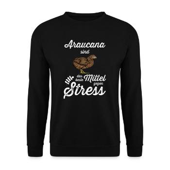 Araucana Hühner I Hühnerrasse Huhn Motiv für - Unisex Pullover - Schwarz - Vorne - Alina (178cm) & Michal (187cm)