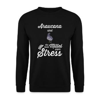 Araucana Hühner I Hühnerrasse Huhn Motiv für - Unisex Pullover - Schwarz - Vorne - Alina (178cm) & Michal (187cm)
