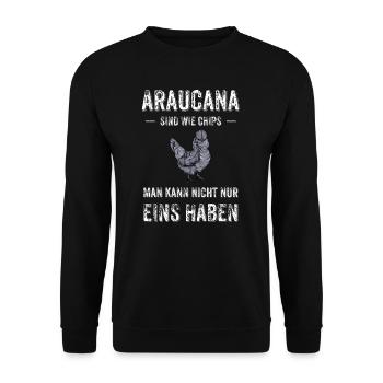 Araucana Hühner I Hühnerrasse Huhn Motiv für - Unisex Pullover - Schwarz - Vorne - Alina (178cm) & Michal (187cm)