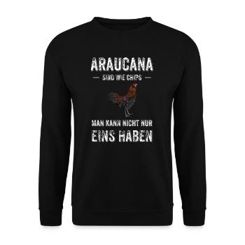 Araucana Hühner I Hühnerrasse Huhn Motiv für - Unisex Pullover - Schwarz - Vorne - Alina (178cm) & Michal (187cm)