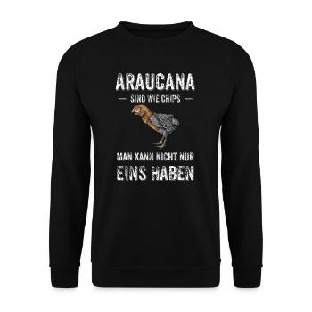 Araucana Hühner I Hühnerrasse Huhn Motiv für - Unisex Pullover - Schwarz - Vorne - Alina (178cm) & Michal (187cm)