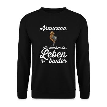 Araucana Hühner I Hühnerrasse Huhn Motiv für - Unisex Pullover - Schwarz - Vorne - Alina (178cm) & Michal (187cm)