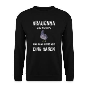 Araucana Hühner I Hühnerrasse Huhn Motiv für - Unisex Pullover - Schwarz - Vorne - Alina (178cm) & Michal (187cm)
