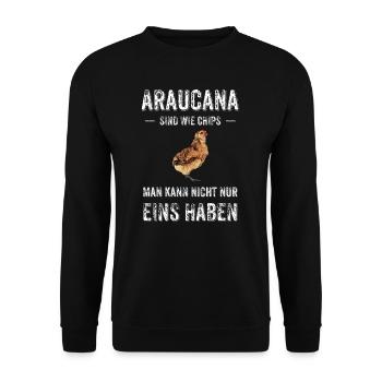 Araucana Hühner I Hühnerrasse Huhn Motiv für - Unisex Pullover - Schwarz - Vorne - Alina (178cm) & Michal (187cm)