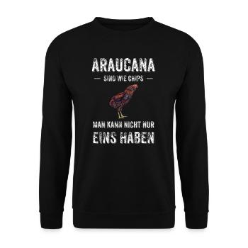Araucana Hühner I Hühnerrasse Huhn Motiv für - Unisex Pullover - Schwarz - Vorne - Alina (178cm) & Michal (187cm)