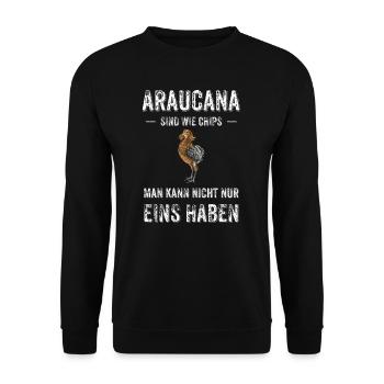 Araucana Hühner I Hühnerrasse Huhn Motiv für - Unisex Pullover - Schwarz - Vorne - Alina (178cm) & Michal (187cm)