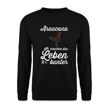 Araucana Hühner I Hühnerrasse Huhn Motiv für - Unisex Pullover - Schwarz - Vorne - Alina (178cm) & Michal (187cm)