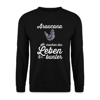 Araucana Hühner I Hühnerrasse Huhn Motiv für - Unisex Pullover - Schwarz - Vorne - Alina (178cm) & Michal (187cm)