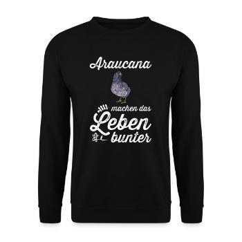 Araucana Hühner I Hühnerrasse Huhn Motiv für - Unisex Pullover - Schwarz - Vorne - Alina (178cm) & Michal (187cm)
