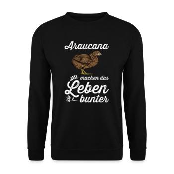 Araucana Hühner I Hühnerrasse Huhn Motiv für - Unisex Pullover - Schwarz - Vorne - Alina (178cm) & Michal (187cm)