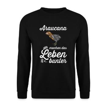 Araucana Hühner I Hühnerrasse Huhn Motiv für - Unisex Pullover - Schwarz - Vorne - Alina (178cm) & Michal (187cm)