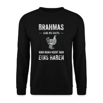 Brahma Hühner I Chicken Geflügel Motiv für - Unisex Pullover - Schwarz - Vorne - Alina (178cm) & Michal (187cm)