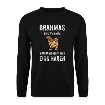 Brahma Hühner I Chicken Geflügel Motiv für - Unisex Pullover - Schwarz - Vorne - Alina (178cm) & Michal (187cm)