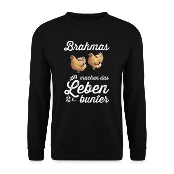 Brahma Hühner I Chicken Geflügel Motiv für - Unisex Pullover - Schwarz - Vorne - Alina (178cm) & Michal (187cm)
