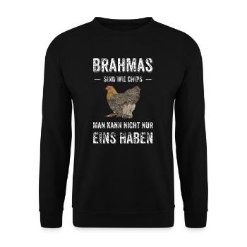 Brahma Hühner I Chicken Geflügel Motiv für - Unisex Pullover - Schwarz - Vorne - Alina (178cm) & Michal (187cm)