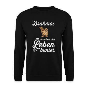 Brahma Hühner I Chicken Geflügel Motiv für - Unisex Pullover - Schwarz - Vorne - Alina (178cm) & Michal (187cm)