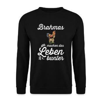 Brahma Hühner I Chicken Geflügel Motiv für - Unisex Pullover - Schwarz - Vorne - Alina (178cm) & Michal (187cm)