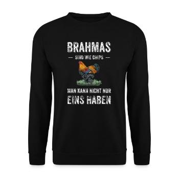 Brahma Hühner I Chicken Geflügel Motiv für - Unisex Pullover - Schwarz - Vorne - Alina (178cm) & Michal (187cm)