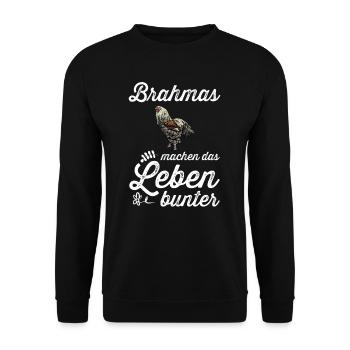 Brahma Hühner I Chicken Geflügel Motiv für - Unisex Pullover - Schwarz - Vorne - Alina (178cm) & Michal (187cm)