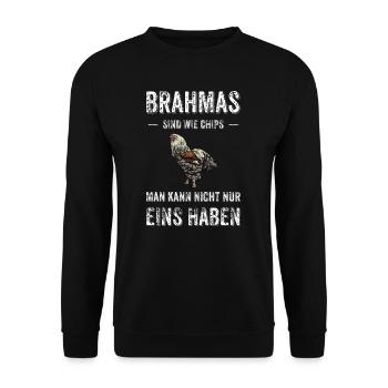 Brahma Hühner I Chicken Geflügel Motiv für - Unisex Pullover - Schwarz - Vorne - Alina (178cm) & Michal (187cm)