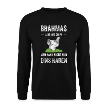 Brahma Hühner I Chicken Geflügel Motiv für - Unisex Pullover - Schwarz - Vorne - Alina (178cm) & Michal (187cm)