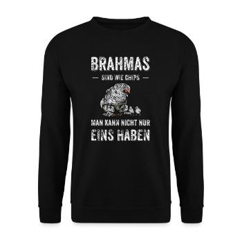 Brahma Hühner I Chicken Geflügel Motiv für - Unisex Pullover - Schwarz - Vorne - Alina (178cm) & Michal (187cm)