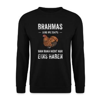 Brahma Hühner I Chicken Geflügel Motiv für - Unisex Pullover - Schwarz - Vorne - Alina (178cm) & Michal (187cm)
