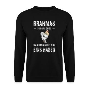 Brahma Hühner I Chicken Geflügel Motiv für - Unisex Pullover - Schwarz - Vorne - Alina (178cm) & Michal (187cm)