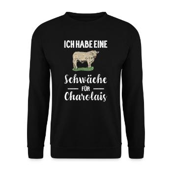Charolais Rind I Frankreich Rinderzucht für - Unisex Pullover - Schwarz - Vorne - Alina (178cm) & Michal (187cm)