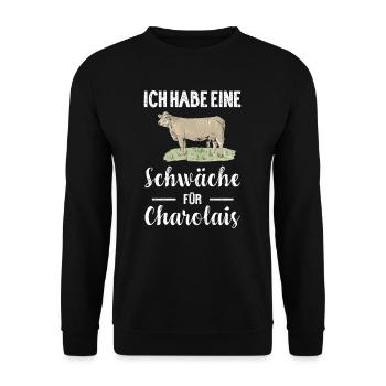 Charolais Rind I Frankreich Rinderzucht für - Unisex Pullover - Schwarz - Vorne - Alina (178cm) & Michal (187cm)