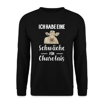 Charolais Rind I Frankreich Rinderzucht für - Unisex Pullover - Schwarz - Vorne - Alina (178cm) & Michal (187cm)
