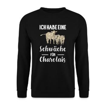 Charolais Rind I Frankreich Rinderzucht für - Unisex Pullover - Schwarz - Vorne - Alina (178cm) & Michal (187cm)