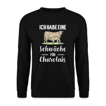 Charolais Rind I Frankreich Rinderzucht für - Unisex Pullover - Schwarz - Vorne - Alina (178cm) & Michal (187cm)