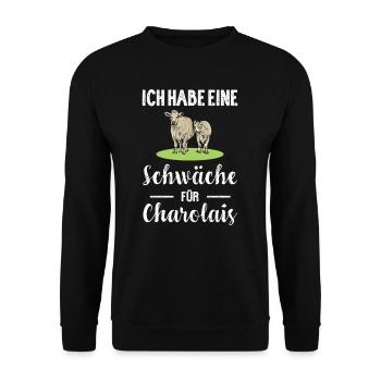 Charolais Rind I Frankreich Rinderzucht für - Unisex Pullover - Schwarz - Vorne - Alina (178cm) & Michal (187cm)