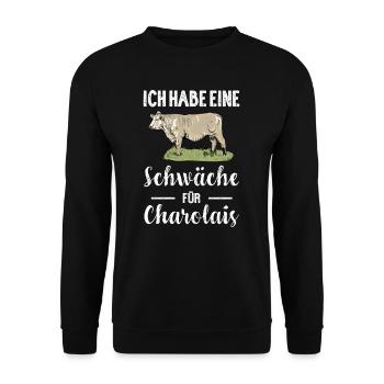 Charolais Rind I Frankreich Rinderzucht für - Unisex Pullover - Schwarz - Vorne - Alina (178cm) & Michal (187cm)