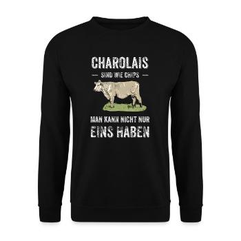 Charolais Rind I Frankreich Rinderzucht für - Unisex Pullover - Schwarz - Vorne - Alina (178cm) & Michal (187cm)