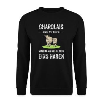 Charolais Rind I Frankreich Rinderzucht für - Unisex Pullover - Schwarz - Vorne - Alina (178cm) & Michal (187cm)