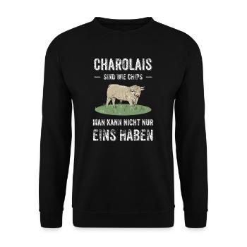 Charolais Rind I Frankreich Rinderzucht für - Unisex Pullover - Schwarz - Vorne - Alina (178cm) & Michal (187cm)