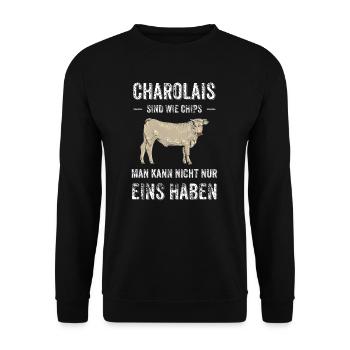 Charolais Rind I Frankreich Rinderzucht für - Unisex Pullover - Schwarz - Vorne - Alina (178cm) & Michal (187cm)