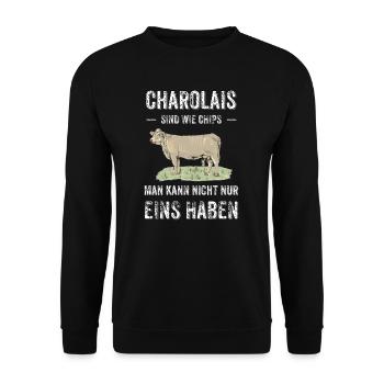 Charolais Rind I Frankreich Rinderzucht für - Unisex Pullover - Schwarz - Vorne - Alina (178cm) & Michal (187cm)