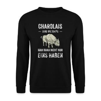 Charolais Rind I Frankreich Rinderzucht für - Unisex Pullover - Schwarz - Vorne - Alina (178cm) & Michal (187cm)
