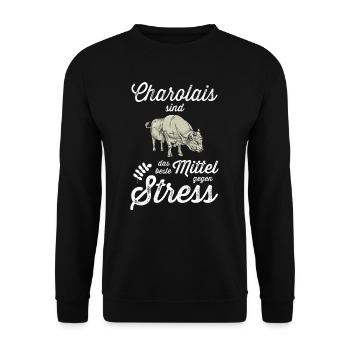 Charolais Rind I Frankreich Rinderzucht für - Unisex Pullover - Schwarz - Vorne - Alina (178cm) & Michal (187cm)