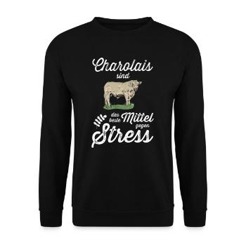 Charolais Rind I Frankreich Rinderzucht für - Unisex Pullover - Schwarz - Vorne - Alina (178cm) & Michal (187cm)