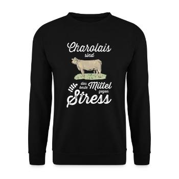 Charolais Rind I Frankreich Rinderzucht für - Unisex Pullover - Schwarz - Vorne - Alina (178cm) & Michal (187cm)