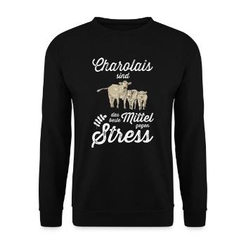 Charolais Rind I Frankreich Rinderzucht für - Unisex Pullover - Schwarz - Vorne - Alina (178cm) & Michal (187cm)