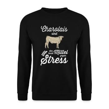 Charolais Rind I Frankreich Rinderzucht für - Unisex Pullover - Schwarz - Vorne - Alina (178cm) & Michal (187cm)