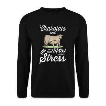 Charolais Rind I Frankreich Rinderzucht für - Unisex Pullover - Schwarz - Vorne - Alina (178cm) & Michal (187cm)