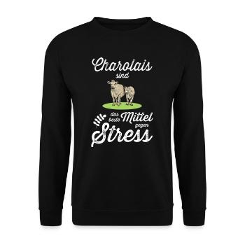 Charolais Rind I Frankreich Rinderzucht für - Unisex Pullover - Schwarz - Vorne - Alina (178cm) & Michal (187cm)
