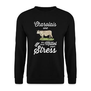 Charolais Rind I Frankreich Rinderzucht für - Unisex Pullover - Schwarz - Vorne - Alina (178cm) & Michal (187cm)